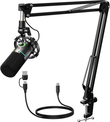 MAONO XLR/USB Dynamic Microphone Kit, RGB Podcast Mic