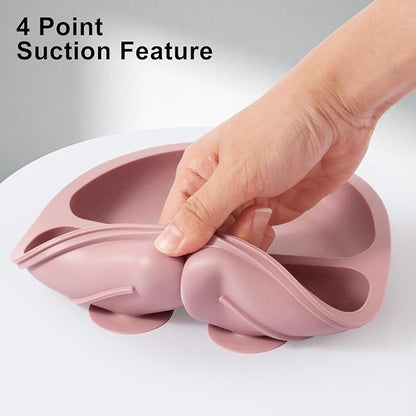 Eascrozn Silicone Feeding Set, 2 Pack Divided Toddler Plates