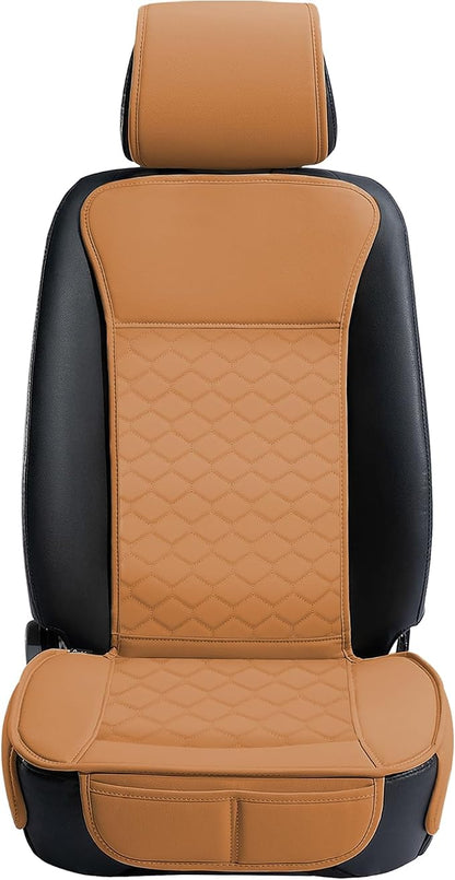 Elantrip 2PCs Front Car Seat Covers Leather Car Seat Protector Universal fit for Most Cars SUVs and Trucks Water Proof Seat Protector Whiskey Color