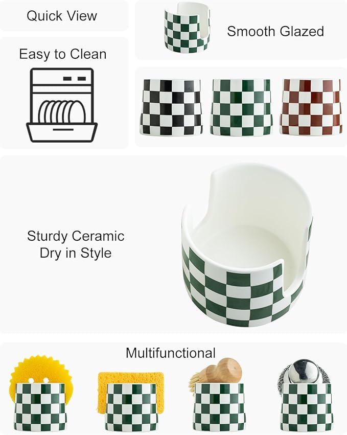Zoeeker Ceramic Kitchen Sponge Holder, Dish Sponge Holder Suitable