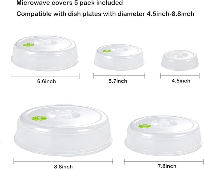 Set of 5 Microwave Plate Covers