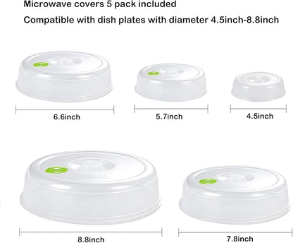 Set of 5 Microwave Plate Covers