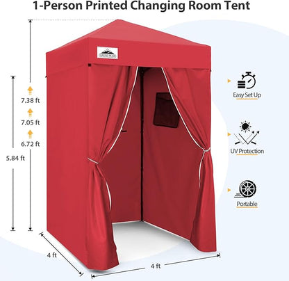 EAGLE PEAK EAGLE PEAK Flex Ultra Compact Pop-up Canopy, Sun Shelter, Changing Room, Portable Privacy Canopy Cabana, 4x4ft Canopy Tent, for Pool, Fashion Photoshoots, or Camping, Red
