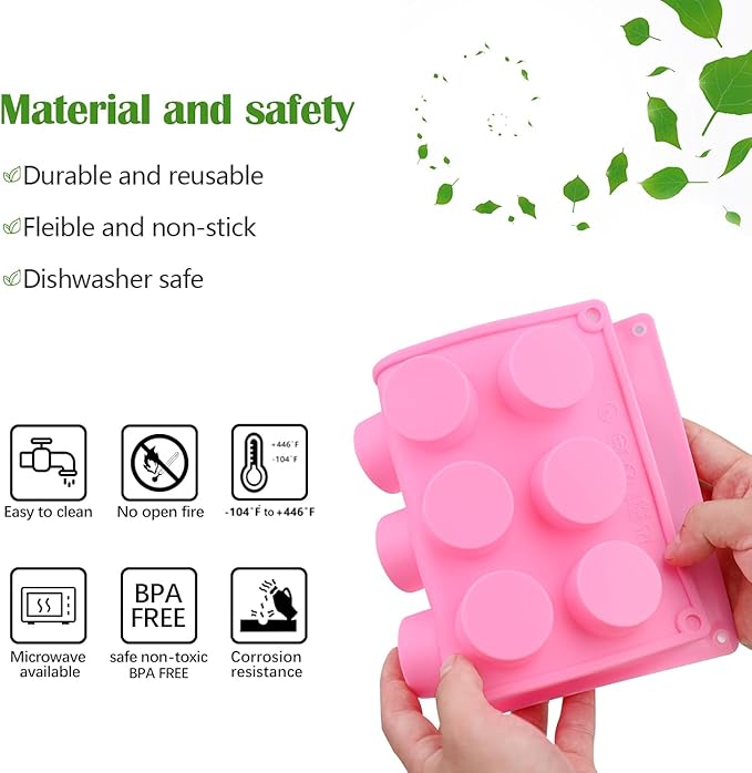 Sakolla 2 Pack Cylinder Silicone Soap Molds, 15 Cavity Mini Round Silicone Molds for Handmade Soap, Lotion Bars, Bath Bombs, Chocolate, Cake
