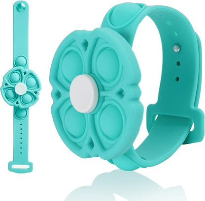 Push Pop Bubble Sensory Fidget Bracelet, Fidget Spinner Pop Toys for Kids and Adults, Silicone Anxiety Stress Relief pop it Bracelets (Blue)