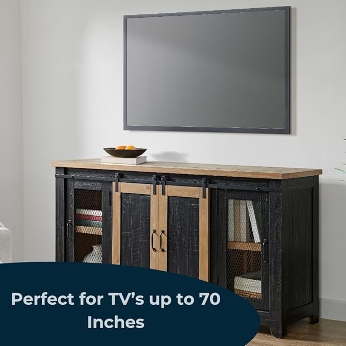 Martin Svensson Home Rustic 65" Black and Driftwood Solid Wood TV Stand