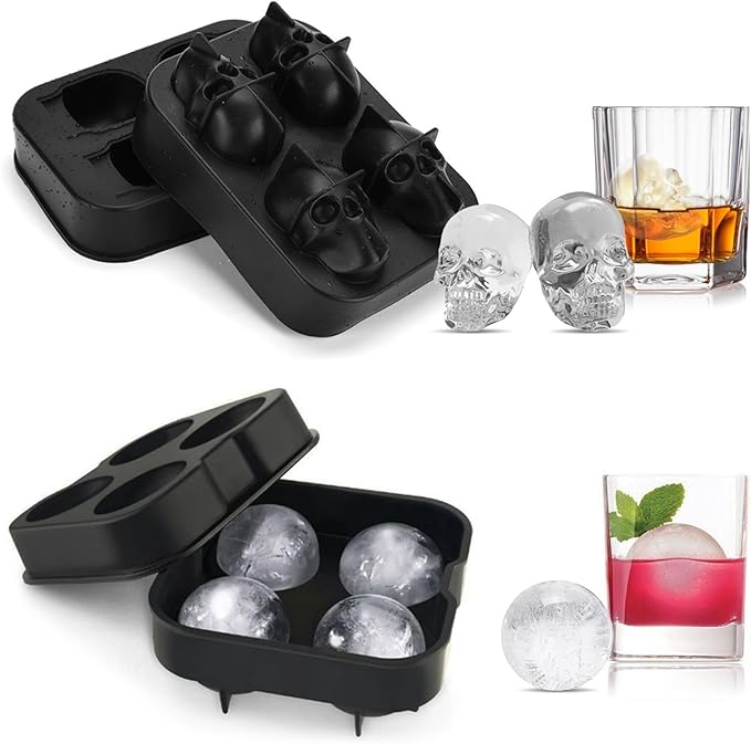 2 Pack Halloween Ice Cube Molds, Halloween Reusable Ice Cube Tray