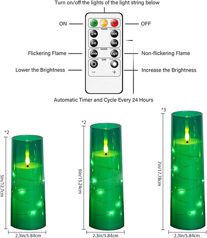 Flameless Candles with Embedded Star String, Battery Operated LED Pillar