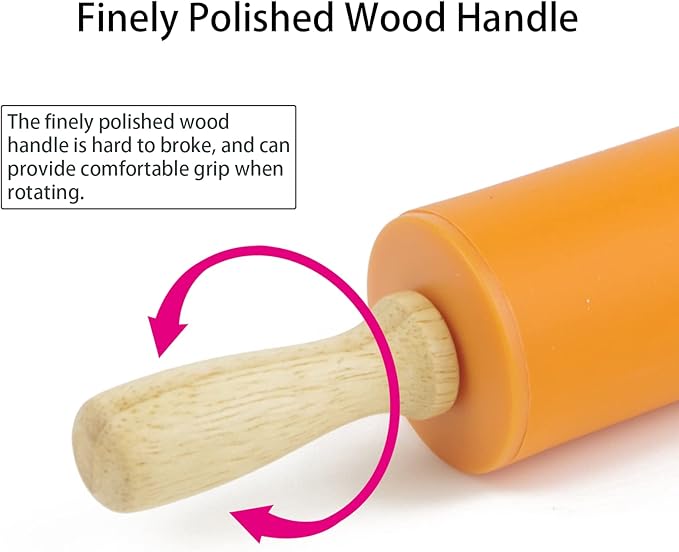 Silicone Rolling Pin for Baking Non-stick Rolling Pin Dough Roller Wooden
