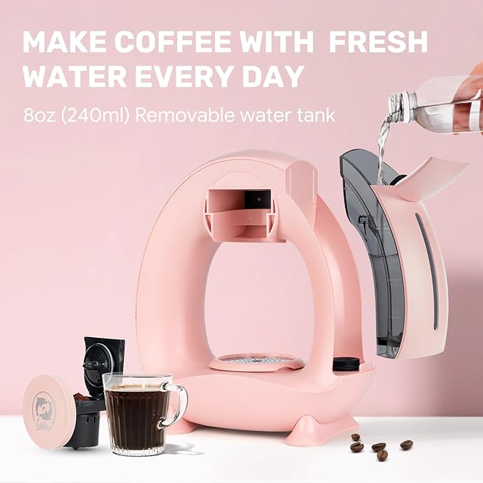 Single Serve Coffee Maker, Fast Brew in 2 minutes, Stylish＆Compact Design