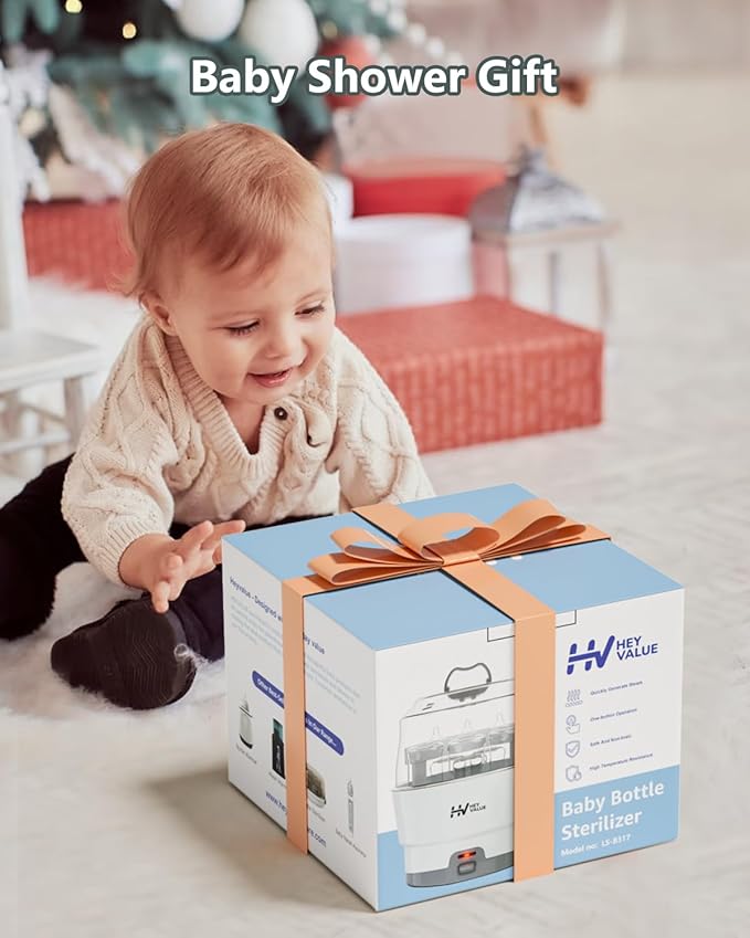 HEYVALUE Ease-Steam Bottle Sterilizer, Compact Baby Bottle Sterilizer, Fast