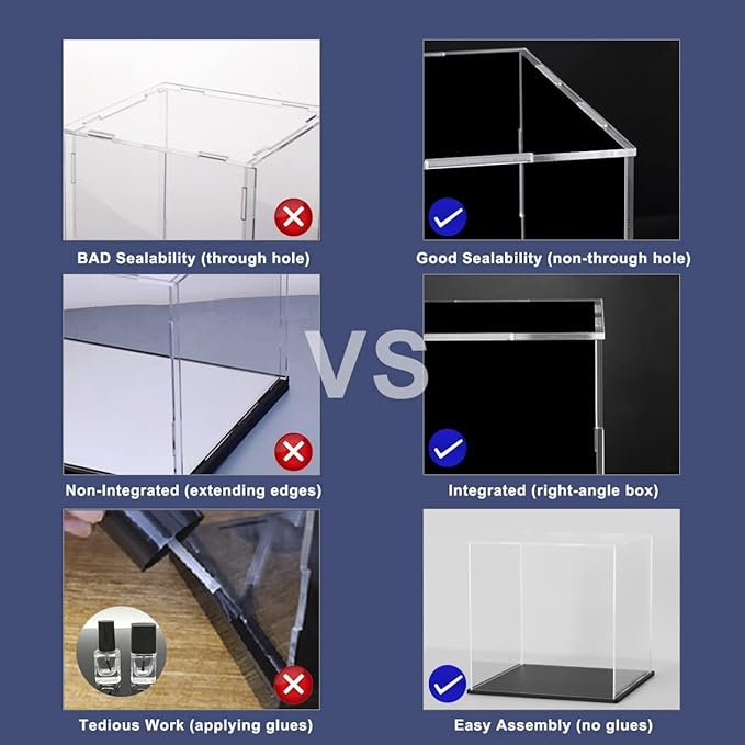 SVENJBB Acrylic Display Case, Acrylic Boxe for Display, Clear Display Cases with Matte Black Base and Lid for Football, Car Model and Figures, 12x8x8 Inch