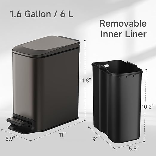 TIPGO Slim Bathroom Trash Can