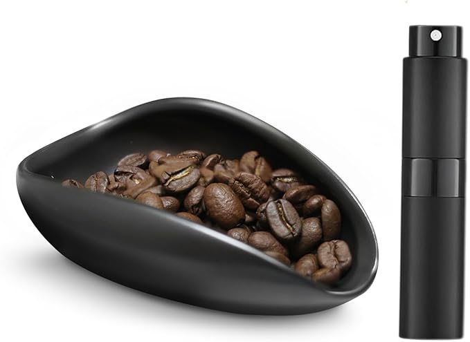 Coffee Bean Dosing Cup and Spray Bottle Set, Ceramic Single Dosing Tray