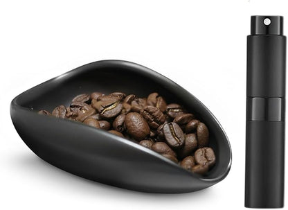 Coffee Bean Dosing Cup and Spray Bottle Set, Ceramic Single Dosing Tray