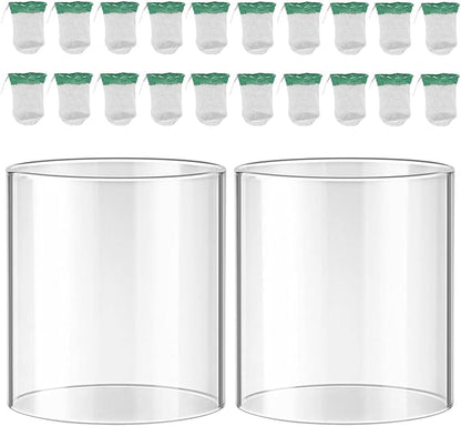 20-Pack String Tie Lantern Mantles with 2 Pcs Lantern Globe Replacement Glass, Glass Globe Compatible with Coleman Fueled Lanterns, Replacement Suitable for Outdoor Camping Lantern