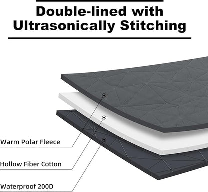Outdoor Waterproof Blanket, Foldable Fleece Stadium Blanket for Outdoor Sports Event, Camping, Car, Pet, Picnics - Windproof, Wearable, Machine Washable 80" x 58" (Black Gray,Hooded)