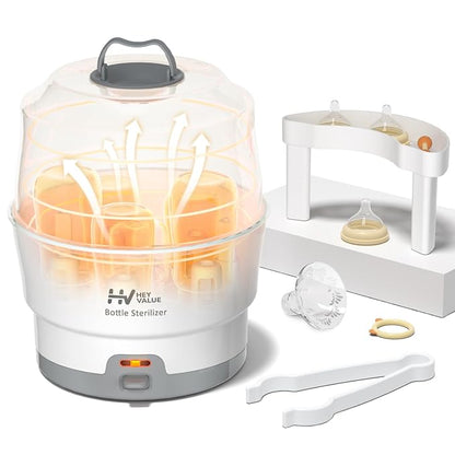 HEYVALUE Ease-Steam Bottle Sterilizer, Compact Baby Bottle Sterilizer, Fast