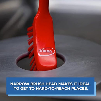 Vikan - Fine Dish Brush - Heavy-Duty, Slip-Resistant Cleaning Brush,