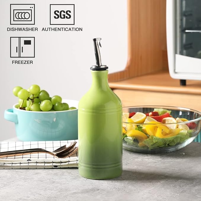 Sweejar Ceramic Olive Oil Dispenser Bottle, Opaque Oil Cruet Protects to Reduce