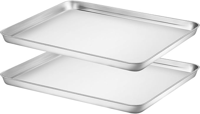 Baking Sheets Set of 2, HKJ Chef Cookie Sheets 2 Pieces & Stainless Steel