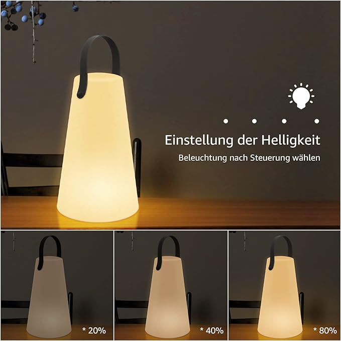 Portable Outdoor Table Lamp, Cordless Rechargeable Outdoor Table Lanterns RGB LED Lights with Remote, IP44 Water-Resistant Battery Operated Hanging Lamp for Patio Garden Camping Dining Room