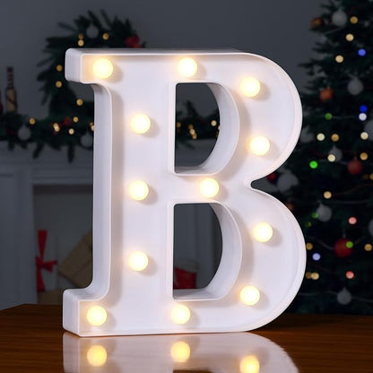 Foaky LED Letter Lights Sign Marquee Light Up Letters Sign for Night Light Wedding/Birthday Party Battery Powered Christmas Lamp Home Bar Decoration(B)