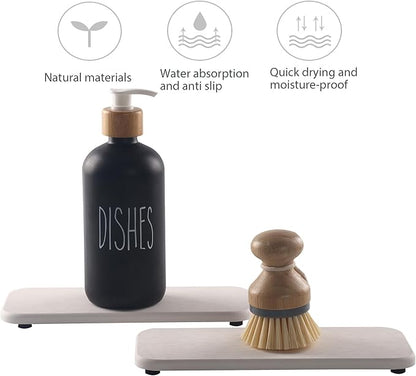 NiuYichee 2 Pcs Water Absorbing Stone Trays, Kitchen/Bathroom Sink Soap Dish