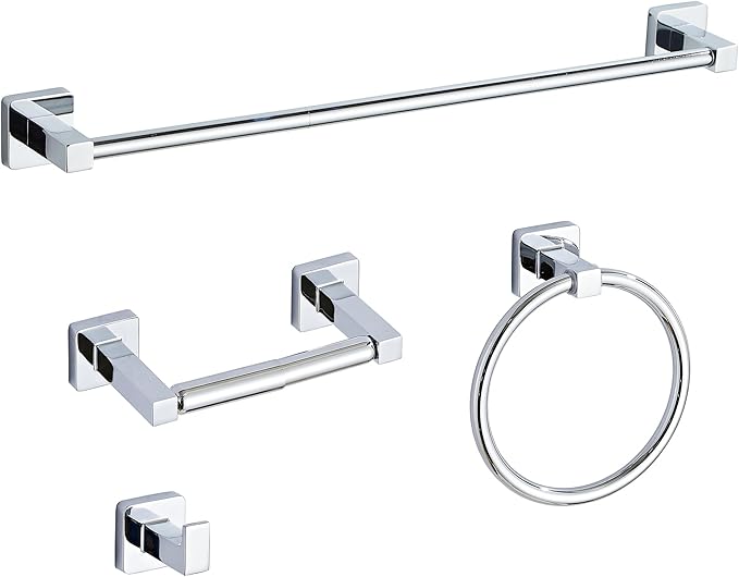 Chrome Bathroom Hardware Set 4 Pieces, Bathroom Accessories Set Stainless Steel