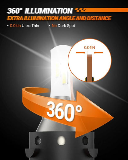 SEALIGHT H13 LED Bulbs, L2 9008 24,000LM Super Brightness 6000K Cool White Bulbs, IP68 Waterproof, Plug and Play, 15000RPM Turbo Fan, 60000Hrs Lifespan, 1:1 Size Driving Bulbs, Pack of 2