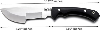 GCS Handmade D2 steel Hunting Knife G10 Handle Fixed Blade Knife Right Hand Scout Carry Buffalo leather Sheath and Sharpening Stone for Hunting Camping Survival and EDC