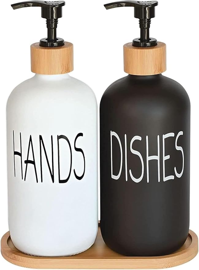 Glass Soap Dispenser Set, Hand Soap and Dish Soap Dispenser