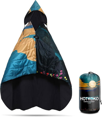 Waterproof Stadium Blanket, Fleece Camping Blanket Wearable Soft Warm Camp Blanket for Outdoor Camping, Picnic, Stadium, Sports, Beach, Car