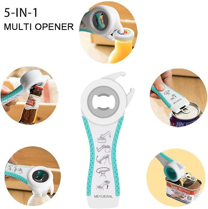 Jar Opener for Weak Hands - 5 in 1 Multi Function Can Opener Bottle Opener Kit