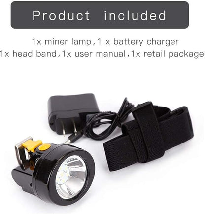 Rechargeable LED Mining Headlamp, Waterproof Explosion-Proof Miner Cap Light, High Power Helmet Headlamp for Coal Mining, Coon Hunting, Night Work, Hiking, Caving, Outdoor Adventure