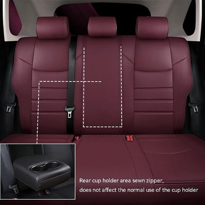 Custom Fit RAV4 Car Seat Covers for Select Toyota RAV4 2019 2020 2021 2022 2023 2024 2025 LE,XLE,XLE Premium,Limited - Full Set,Leather (Burgundy)
