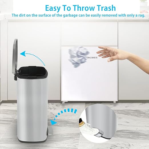 BestMassage 13 Gallon Stainless Steel Trash Can