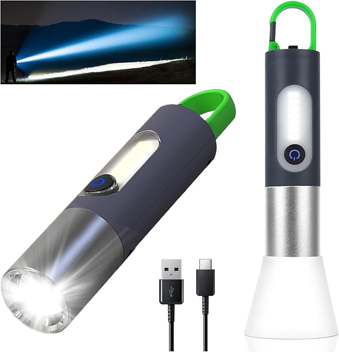 LED Rechargeable Flashlights, Zoomable 4 Modes 1000 Lumens, IPX4 Waterproof & Type-C Powerful Tactical Small Flashlights for Hiking, Travel, Camping, Emergency Gifts