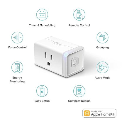 Kasa Smart Plug Mini 15A, Apple HomeKit Supported, Smart Outlet Works