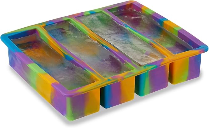 Host Ice Cube Tray, Makes Four 5-Inch Long Cubes, Durable Silicone Trays