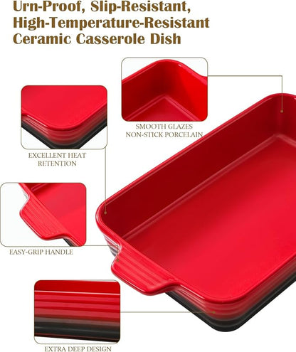 Casserole Dishes For Oven, Heat-Resistant Ceramic Bakeware Set Of 4 Rectangular