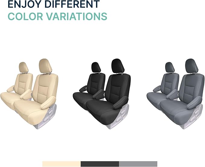 FH Group Custom Fit Car Seat Covers Specifically Made for 2011-2020 Toyota Sienna 7 Passenger, Car Seat Cover 2nd Row, Automotive Seat Covers in Black Faux Leather, Waterproof and Washable Seat Covers