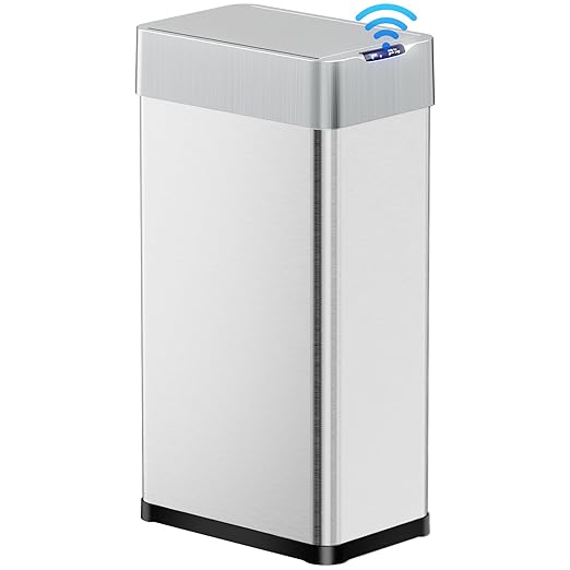 TLSUNNY 18.5 Gallon Automatic Trash Can, Stainless Steel Motion Sensor Garbage