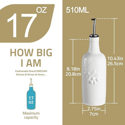 Sweejar Ceramic Olive Oil Dispenser Bottle, 17 FLOZ Oil Bottle