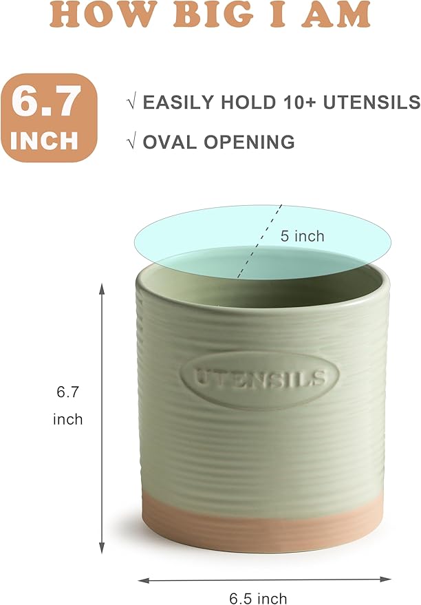 YHOSSEUN Kitchen Utensil Holder, Ceramic Utensil Holder