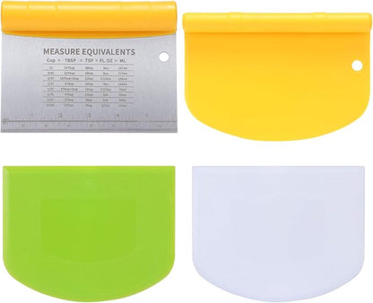 Suanyok Bench Scraper-Stainless Steel Dough Scraper and Flexible Plastic Bowl