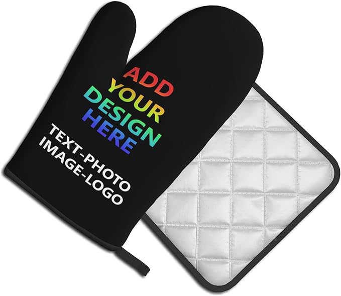 Custom Oven Mitts and Pot Holders Sets Personalized Customized Logo Text Image