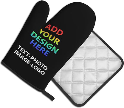 Custom Oven Mitts and Pot Holders Sets Personalized Customized Logo Text Image