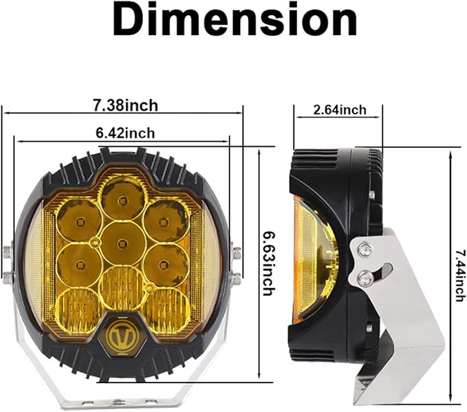 Gzminjie 7 inch 90W Amber Yellow LED Driving Light Compatible with Wrangler Off Road Vehicle ATV UTV Golf cart Lighting Trucks Pickup f150 Work Light, Pack of 1