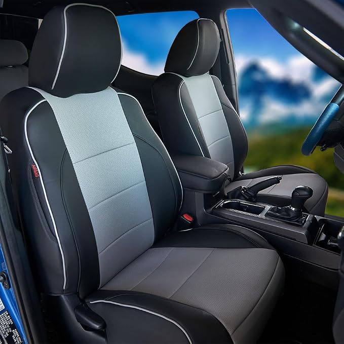 CocheFamilia Custom Fit Corolla Car Seat Covers for Select 2023 2024 2025 Toyota Corolla LE - Full Set,Leather (Black and Grey)